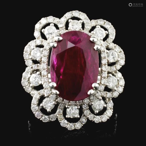 18K White Gold 6.07ct Ruby & 1.80ct Diamond Ring