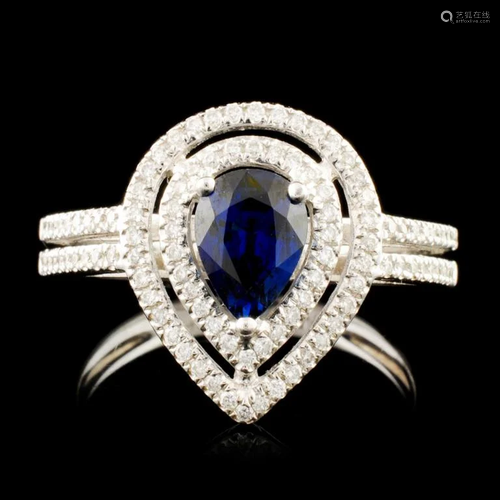 14K Gold 0.99ct Sapphire & 0.29ctw Diamond Ring