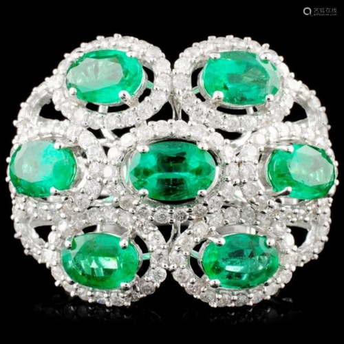 18K Gold 2.80ctw Emerald & 1.07ctw Diamond Ring