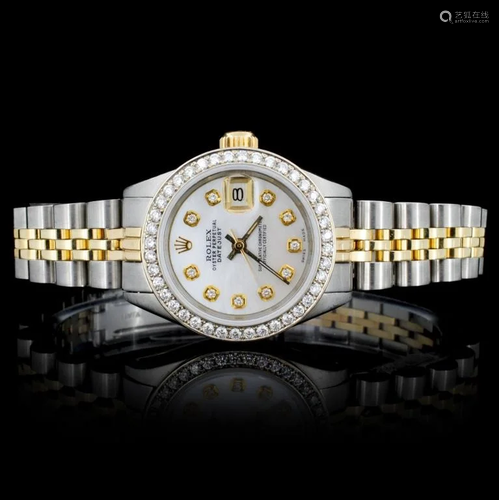 Rolex YG/SS DateJust Ladies 1.00ct Diamond Watch