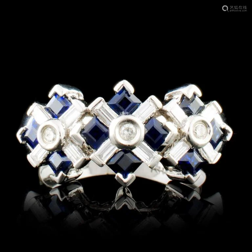 14K Gold 0.68ctw Sapphire & 0.28ctw Diamond Ring