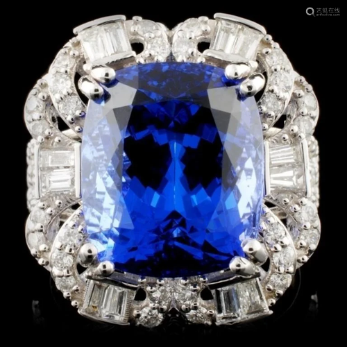 18K White Gold 10.25ct Tanzanite & 1.23ctw Diamond