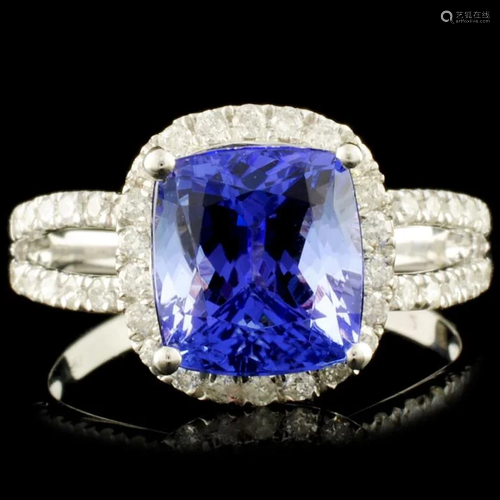 18K Gold 3.38ct Tanzanite & 0.44ctw Diamond Ring