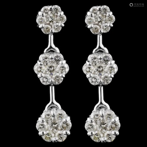 14k White Gold 2.10ctw Diamond Earrings