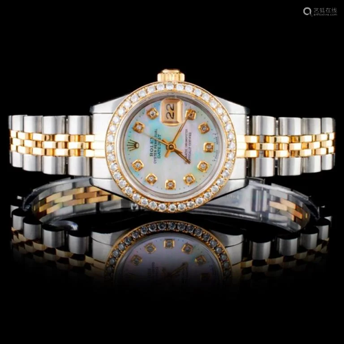 Rolex YG/SS DateJust Ladies Diamond Watch