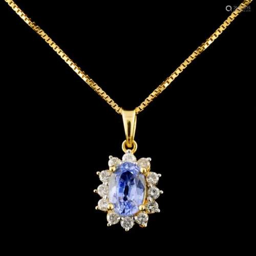 18K Gold 1.21ct Tanzanite & 0.21ctw Diamond Pendan