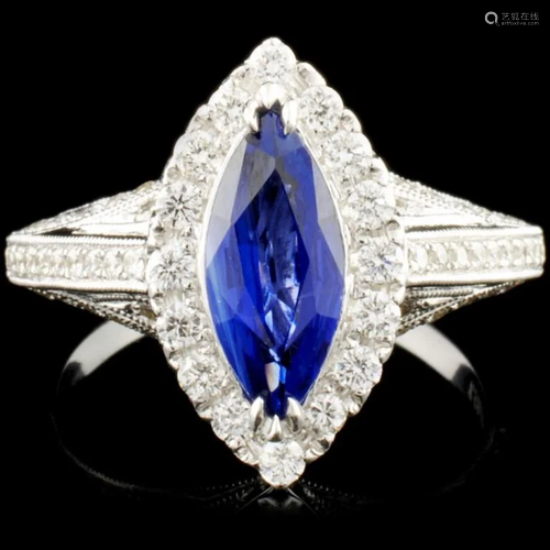 18K Gold 1.51ct Sapphire & 0.65ctw Diamond Ring