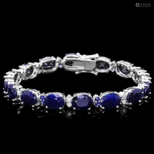 `14k Gold 37.50ct Sapphire & 0.60ct Diamond Bracel