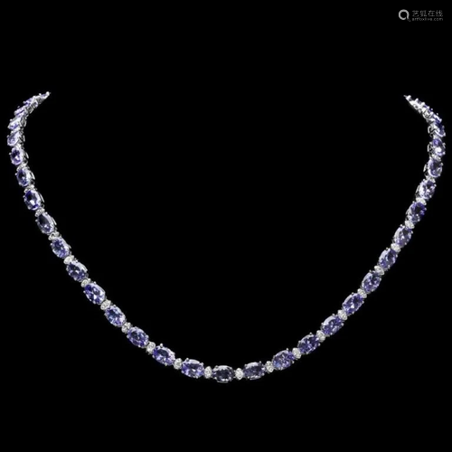 `14k Gold 30.00ct Tanzanite & 1.00ct Diamond Neckl