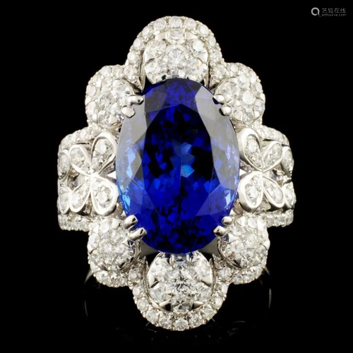 18K Gold 8.23ct Tanzanite & 1.43ctw Diamond Ring