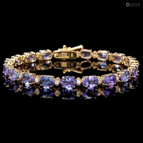 `14k Gold 17.00ct Tanzanite & 0.70ct Diamond Brace