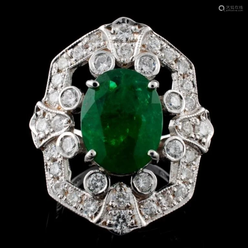 14K Gold 3.63ct Emerald & 1.24ct Diamond Ring