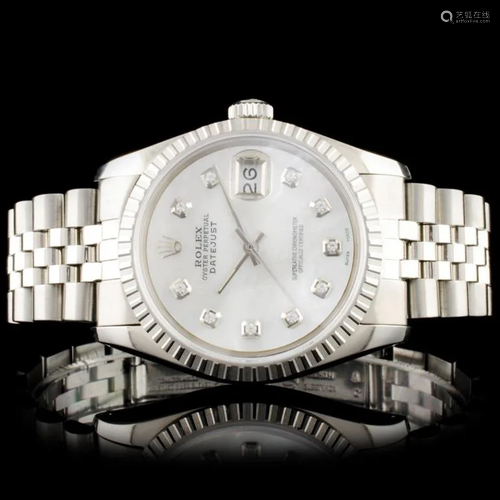 Rolex DateJust SS Diamond 36mm Wristwatch