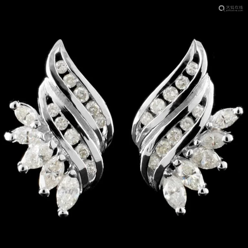 14K White Gold 1.76ctw Diamond Earrings