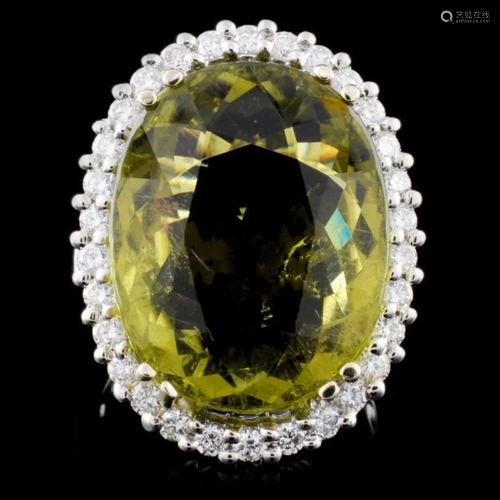 18K Gold 15.81ct Tourmaline & 1.07ct Diamond Ring