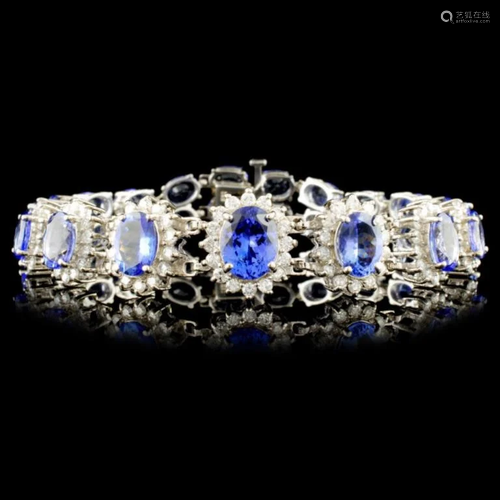 14K Gold 29.40ctw Tanzanite & 2.60ctw Diamond Brac