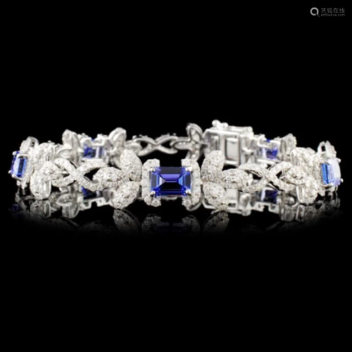 14K Gold 6.28ct Tanzanite & 3.69ctw Diamond Bracel