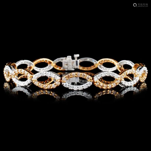 14K Gold 3.88ctw Fancy Diamond Bracelet