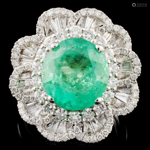 18K Gold 4.31ct Emerald & 1.56ctw Diamond Ring