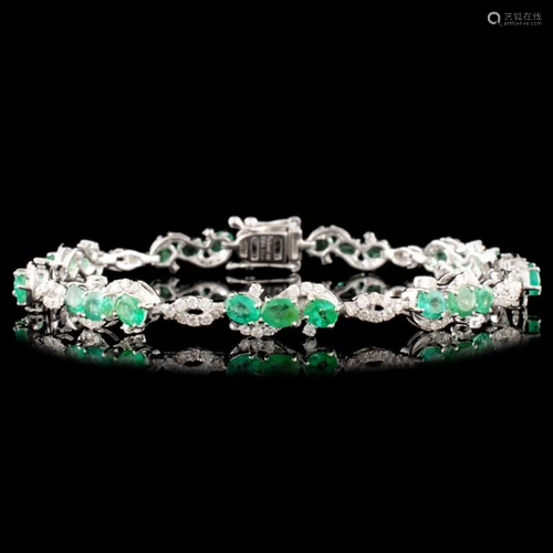 14K Gold 4.21ct Emerald & 1.20ctw Diamond Bracelet