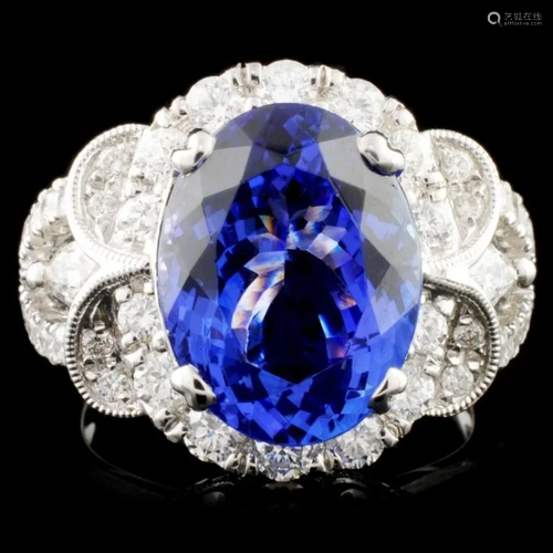 18K Gold 6.17ct Tanzanite & 1.32ctw Diamond Ring