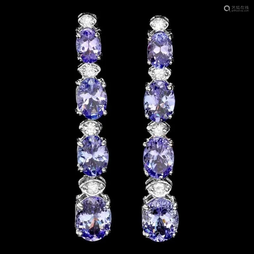 `14k Gold 7.00ct Tanzanite & 0.50ct Diamond Earrin