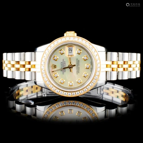 Rolex YG/SS DateJust Diamond Ladies Wristwatch