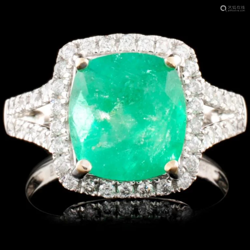 18K Gold 3.45ct Emerald & 0.54ctw Diamond Ring