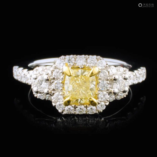 18K White Gold 1.32ctw Fancy Yellow Diamond Ring