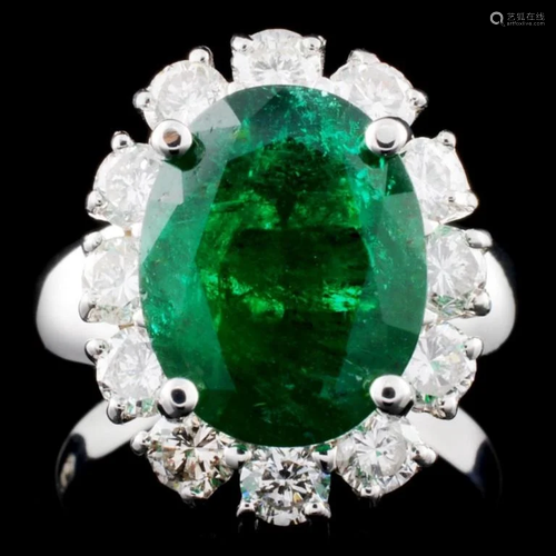 14K Gold 4.06ct Emerald & 1.45ctw Diamond Ring