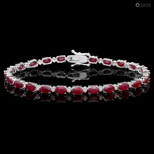 `14k Gold 14.00ct Ruby & 0.50ct Diamond Bracelet