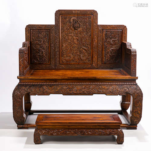 CHINESE HUANGHUALI WOOD SEAT, QING DYNASTY