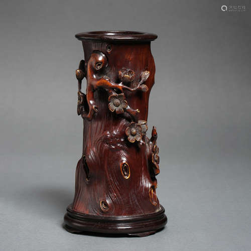 CHINESE BOXWOOD CARVING PEN HOLDER, QING DYNASTY