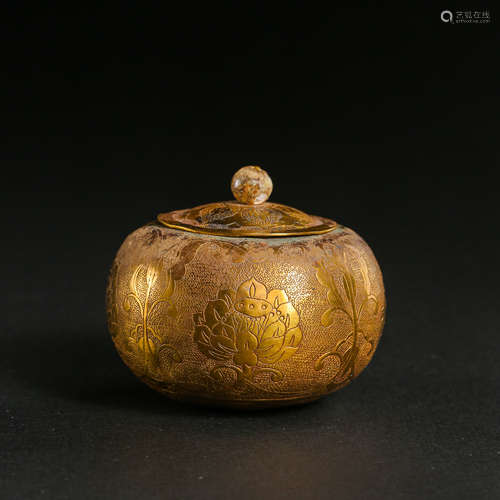 CHINESE TANG DYNASTY PURE GOLD COVERED POT