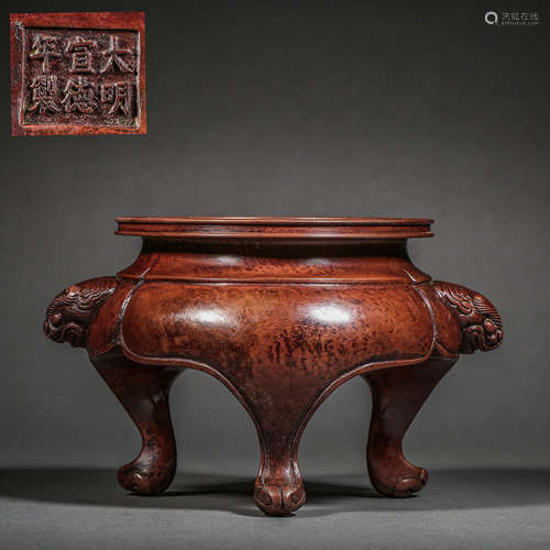 BRONZE THREE-LEGGED FURNACE, XUANDE PERIOD, MING DYNASTY, CH...