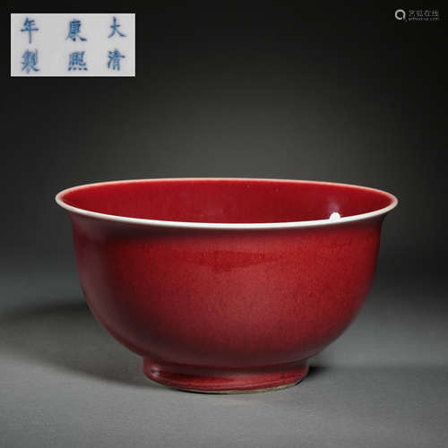 RED GLAZED BOWL FROM KANGXI PERIOD, QING DYNASTY