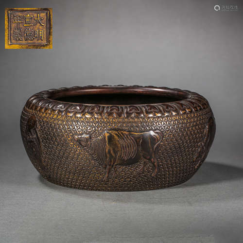 CHINESE MING DYNASTY COPPER BOWL