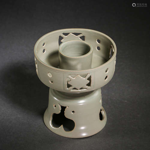 CHINESE YUE WARE HOLLOW-OUT CANDLESTICK, NORTHERN SONG DYNAS...