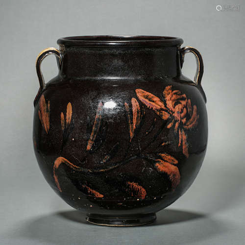 CHINESE JIN DYNASTY CIZHOU WARE IRON EMBROIDERY JAR