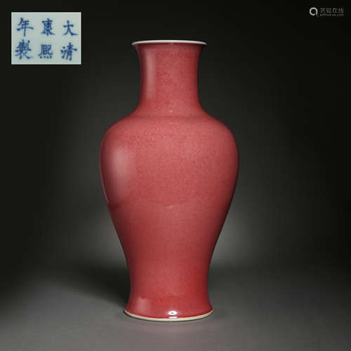 LARGE BOTTLE WITH RED GLAZE FROM KANGXI PERIOD, QING DYNASTY