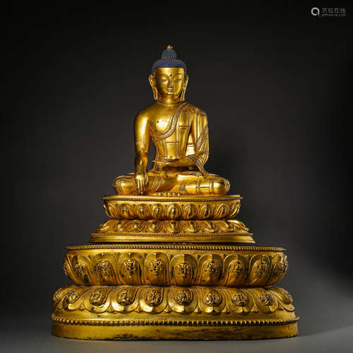 CHINESE GILT BRONZE BUDDHA, QING DYNASTY