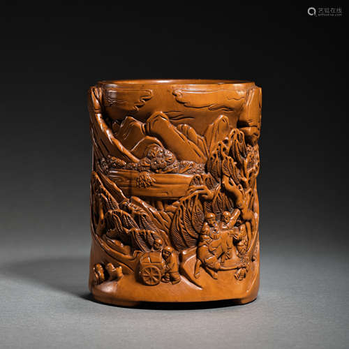 CHINESE BOXWOOD PEN HOLDER, QING DYNASTY