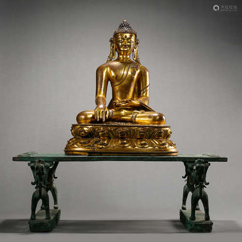 CHINESE MING DYNASTY GILT BRONZE BUDDHA STATUE AND HAN DYNAS...