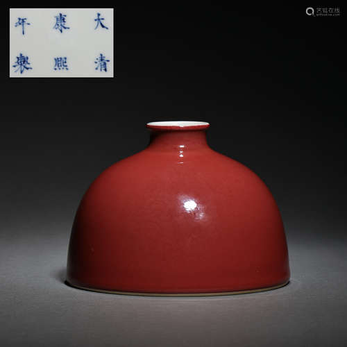 CHINESE RED GLAZE PORCELAIN, KANGXI PERIOD, QING DYNASTY