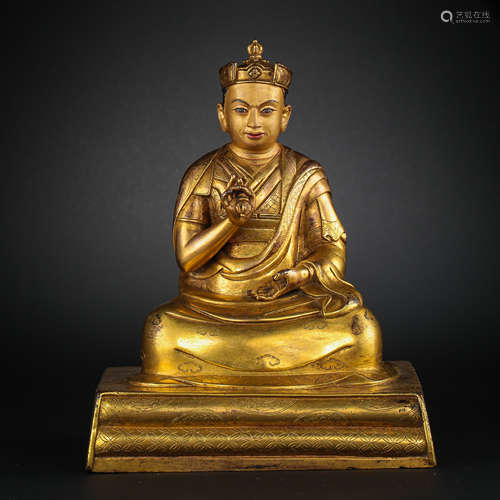 CHINESE GILT BRONZE BUDDHA, QING DYNASTY