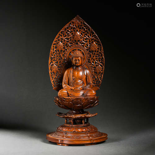 CHINESE BOXWOOD BUDDHA, QING DYNASTY