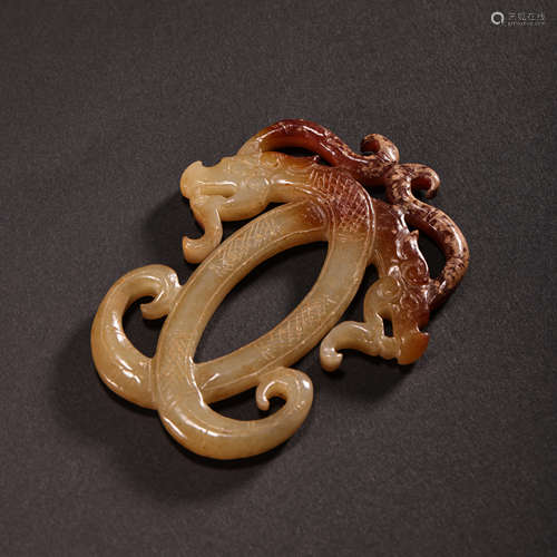 CHINESE HETIAN JADE DRAGON, ZHANHAN PERIOD