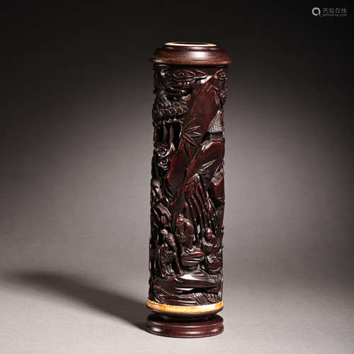 CHINESE QING DYNASTY RED SANDALWOOD INCENSE HOLDER