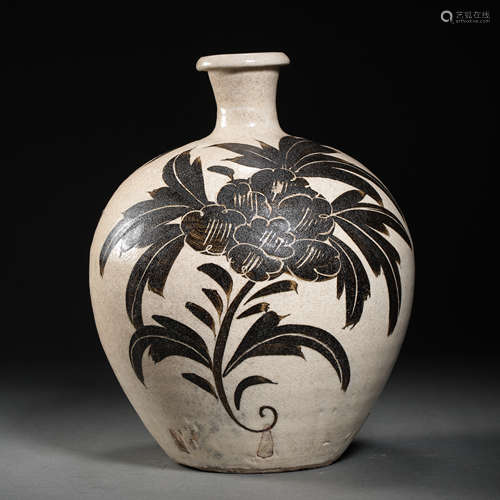 CIZHOU WARE BLACK FLOWER VASE, NORTHERN SONG DYNASTY, CHINA