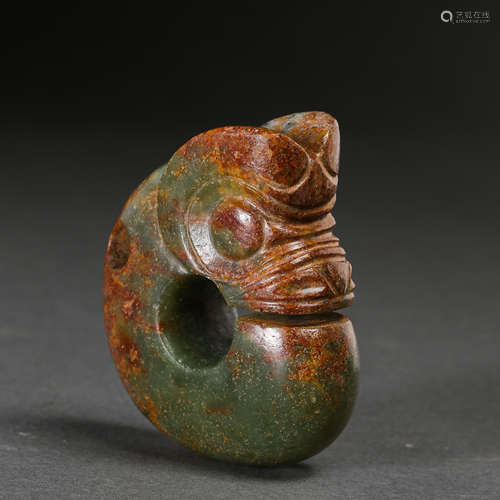 CHINESE HONGSHAN CULTURE HETIAN JADE PIG DRAGON